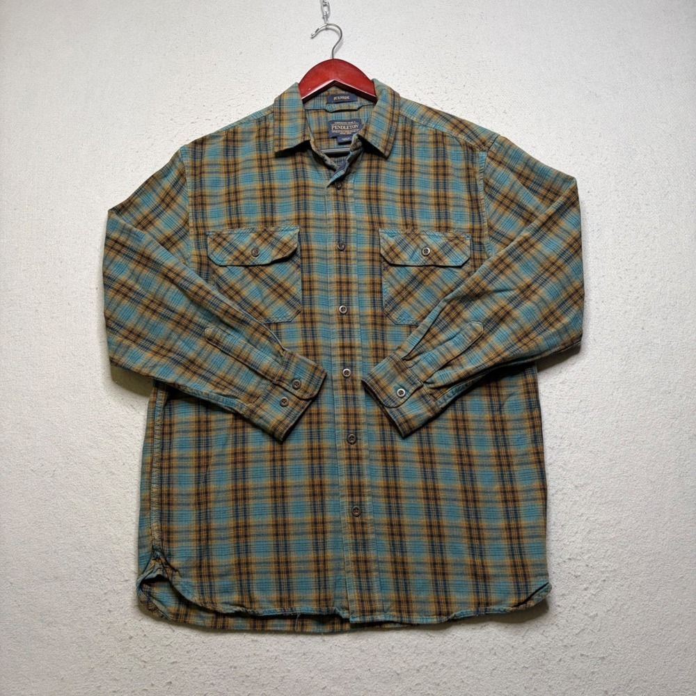 Pendleton Shirt Mens Medium Blue Plaid Burnside Long Sleeve Button Down Flannel